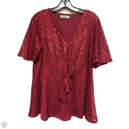Top Short Sleeve By Grace Karin In Maroon, Size: Xl