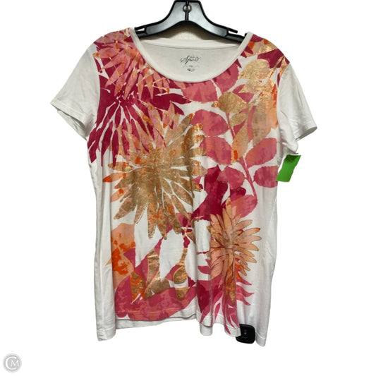 Athletic Top Short Sleeve By Style And Company Sport In Pink & White, Size: M