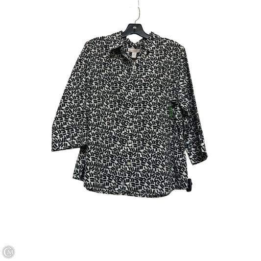 Top Short Sleeve By Chicos In Black & White, Size: L