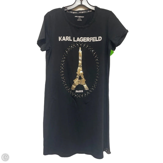 Dress Designer By Karl Lagerfeld In Black & Gold, Size: M