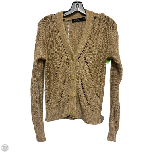 Sweater Cardigan By Lauren By Ralph Lauren In Tan, Size: S
