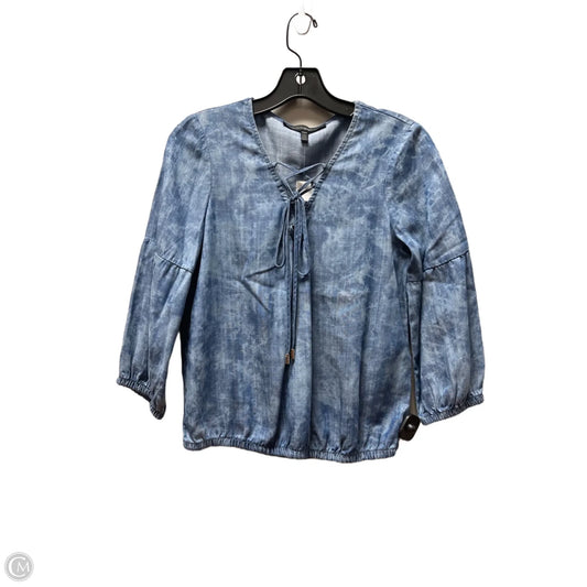 Top Long Sleeve By White House Black Market In Blue & Brown, Size: Xxs