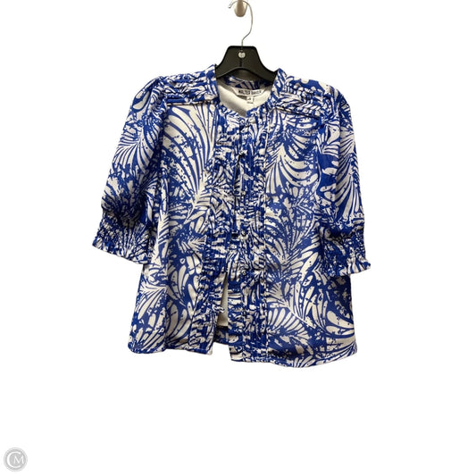 Top Short Sleeve By Walter Baker In Blue & White, Size: S