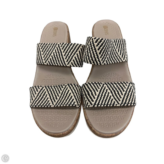 Sandals Heels Wedge By Bzees In Black & Tan, Size: 9