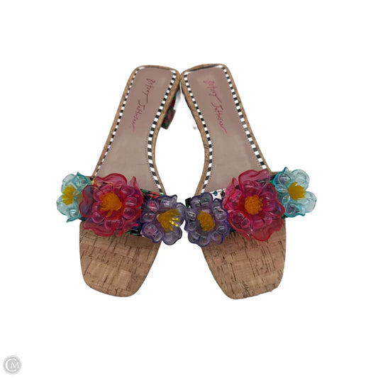 Sandals Flats By Betsey Johnson In Floral Print, Size: 8.5