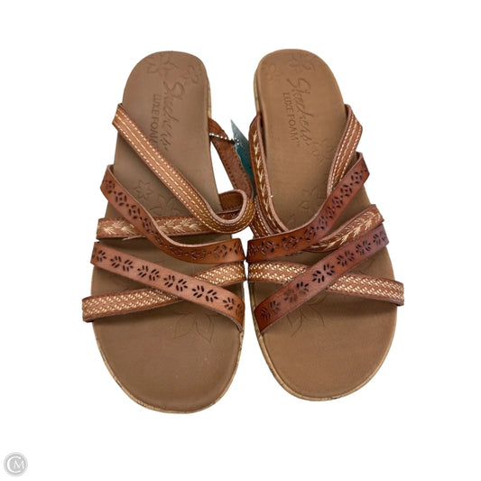 Sandals Heels Wedge By Skechers In Brown, Size: 9