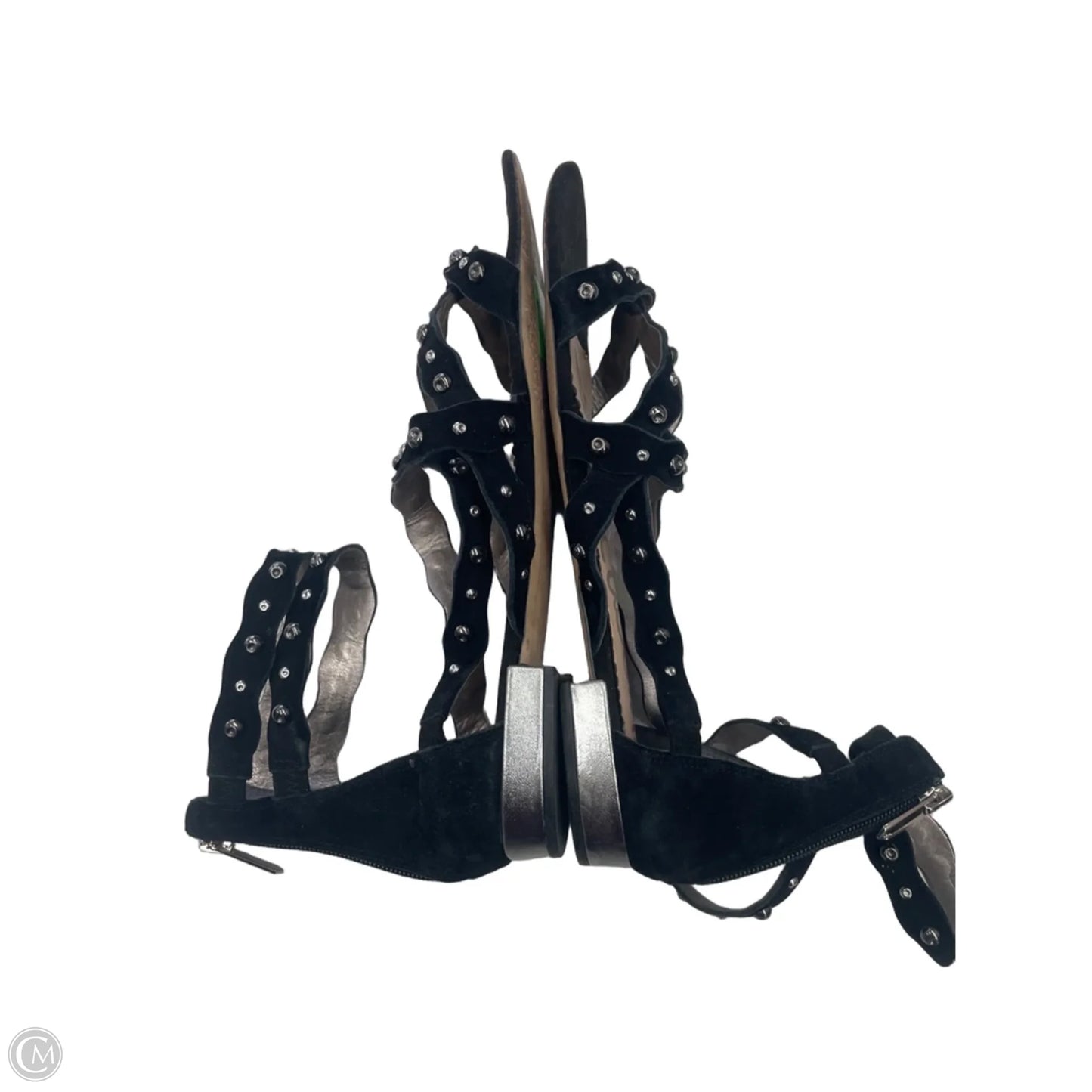 Sandals Flats By Sam Edelman In Black & Silver, Size: 10