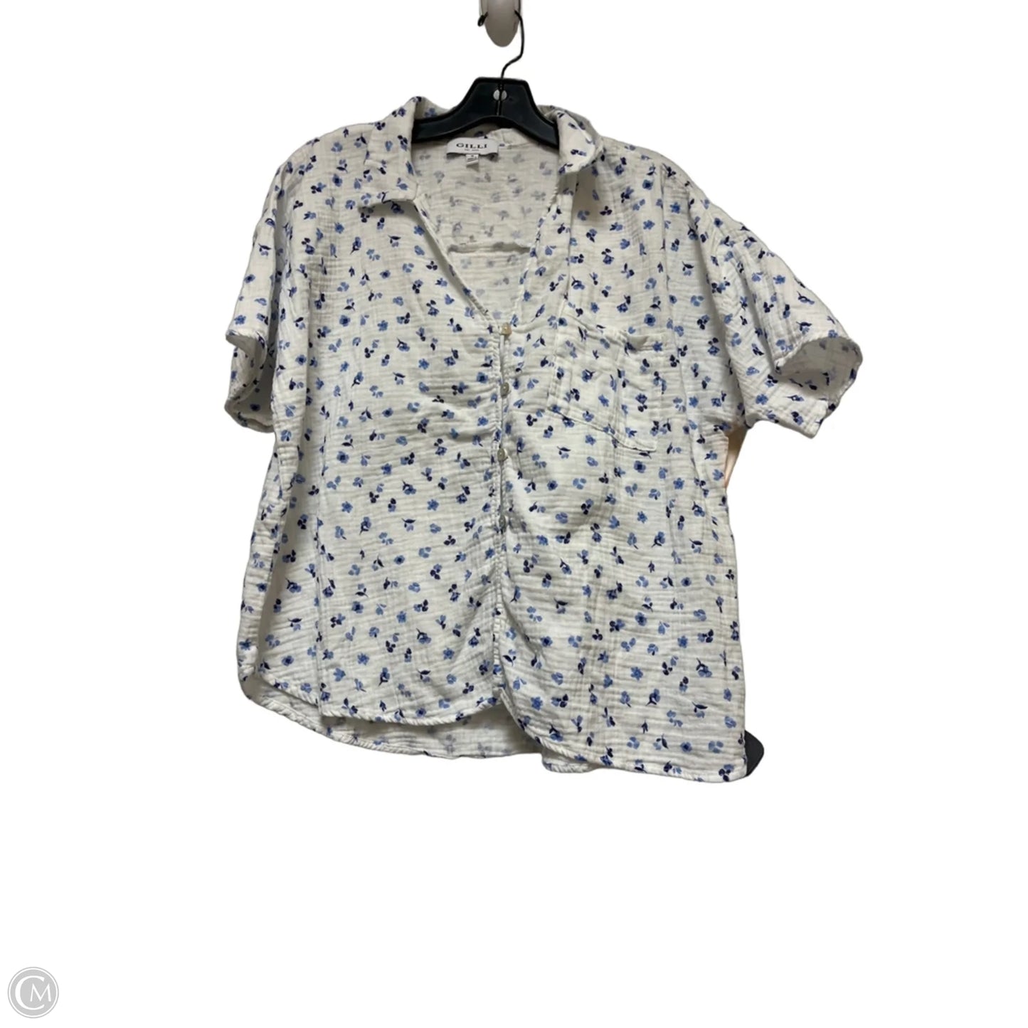Top Short Sleeve By Gilli In Blue & White, Size: M