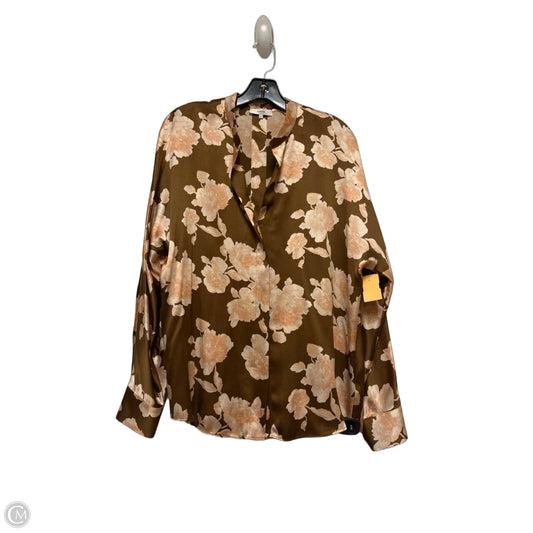 Top Long Sleeve By Vince In Brown & Pink, Size: M