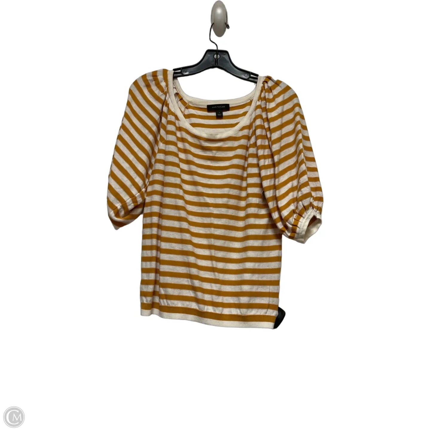 Top Short Sleeve By Ann Taylor In Striped Pattern, Size: M
