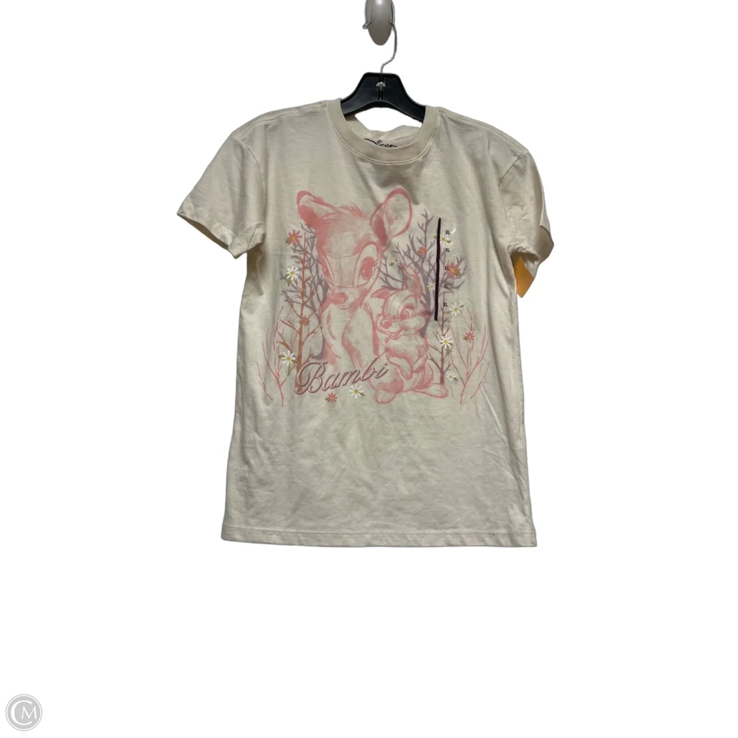 Top Short Sleeve By Disney In Cream & Pink, Size: Xl