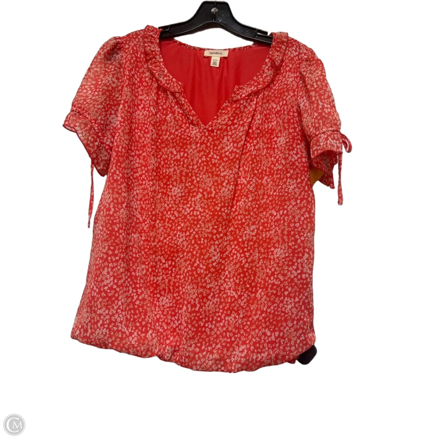 Top Short Sleeve By Tamara H In Orange & White, Size: M