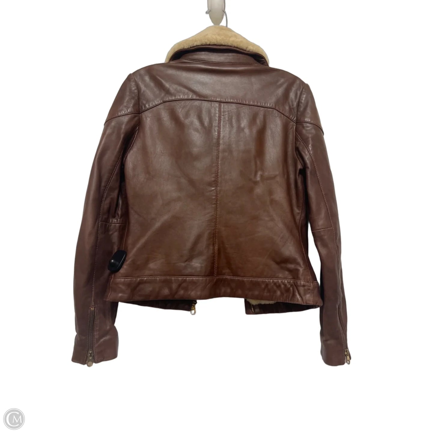 Jacket Leather By Ted Baker In Brown & Tan, Size: Xs