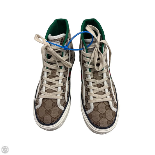 Shoes Luxury Designer By Gucci In Green & Tan, Size: 6