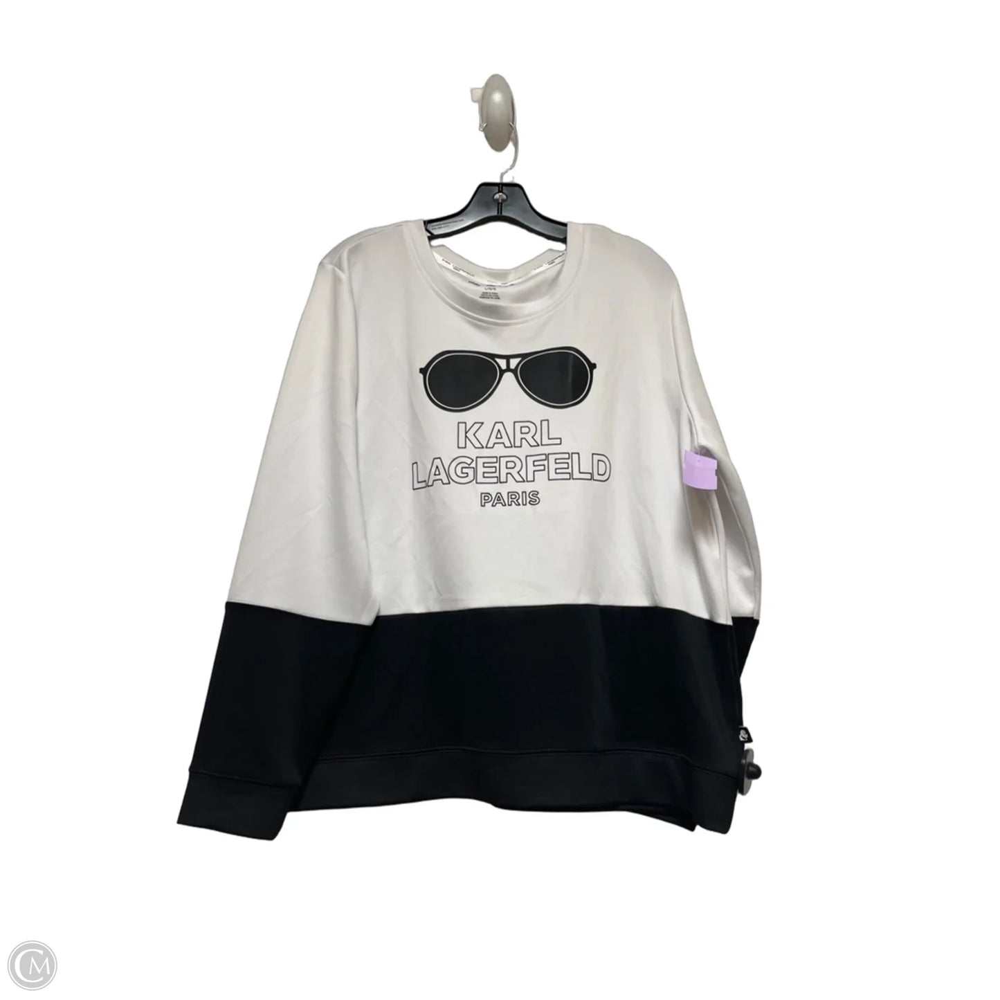 Sweatshirt Designer By Karl Lagerfeld In Black & White, Size: L