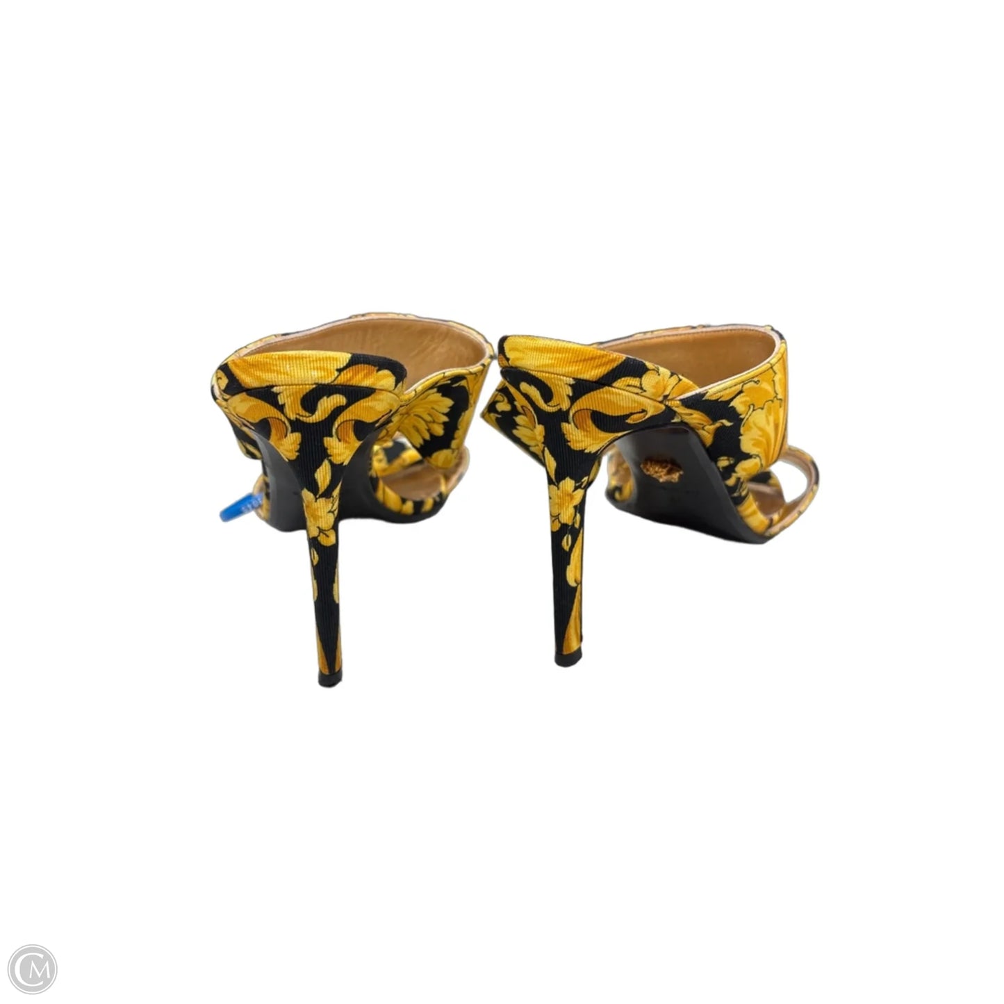 Shoes Luxury Designer By Versace In Black & Yellow, Size: 9
