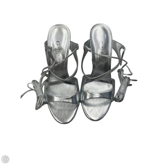 Shoes Heels Stiletto By Guess In Silver, Size: 10