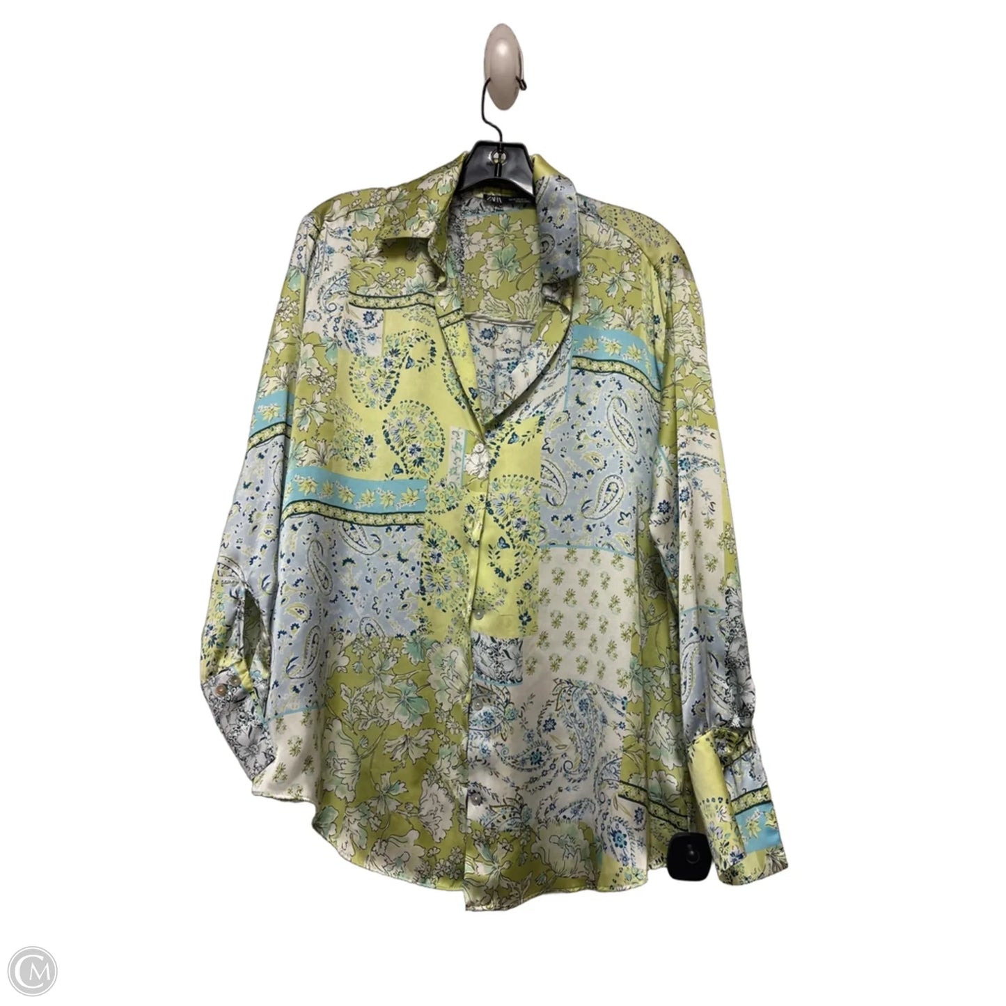 Top Long Sleeve By Zara In Paisley Print, Size: M