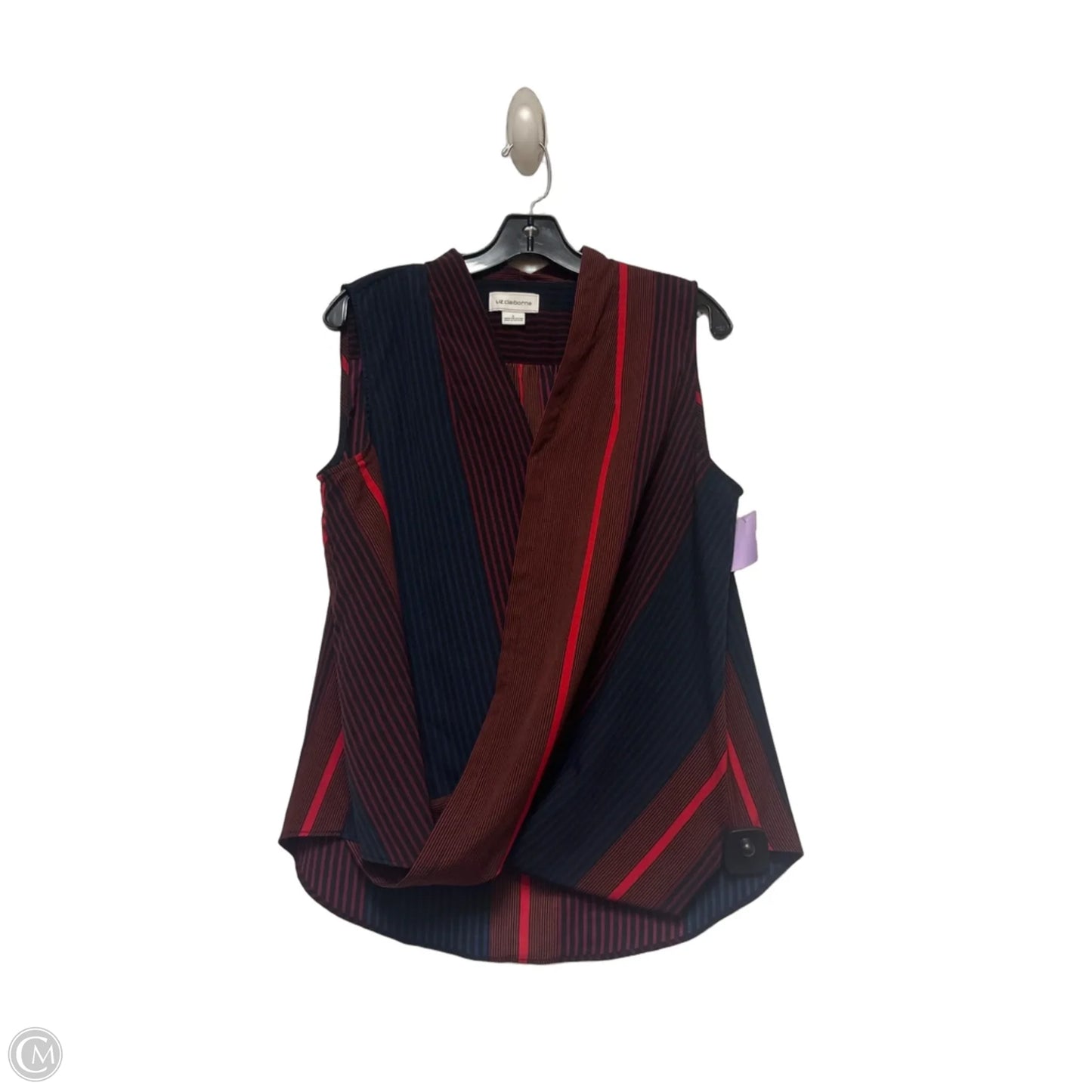 Top Sleeveless By Liz Claiborne In Striped Pattern, Size: L