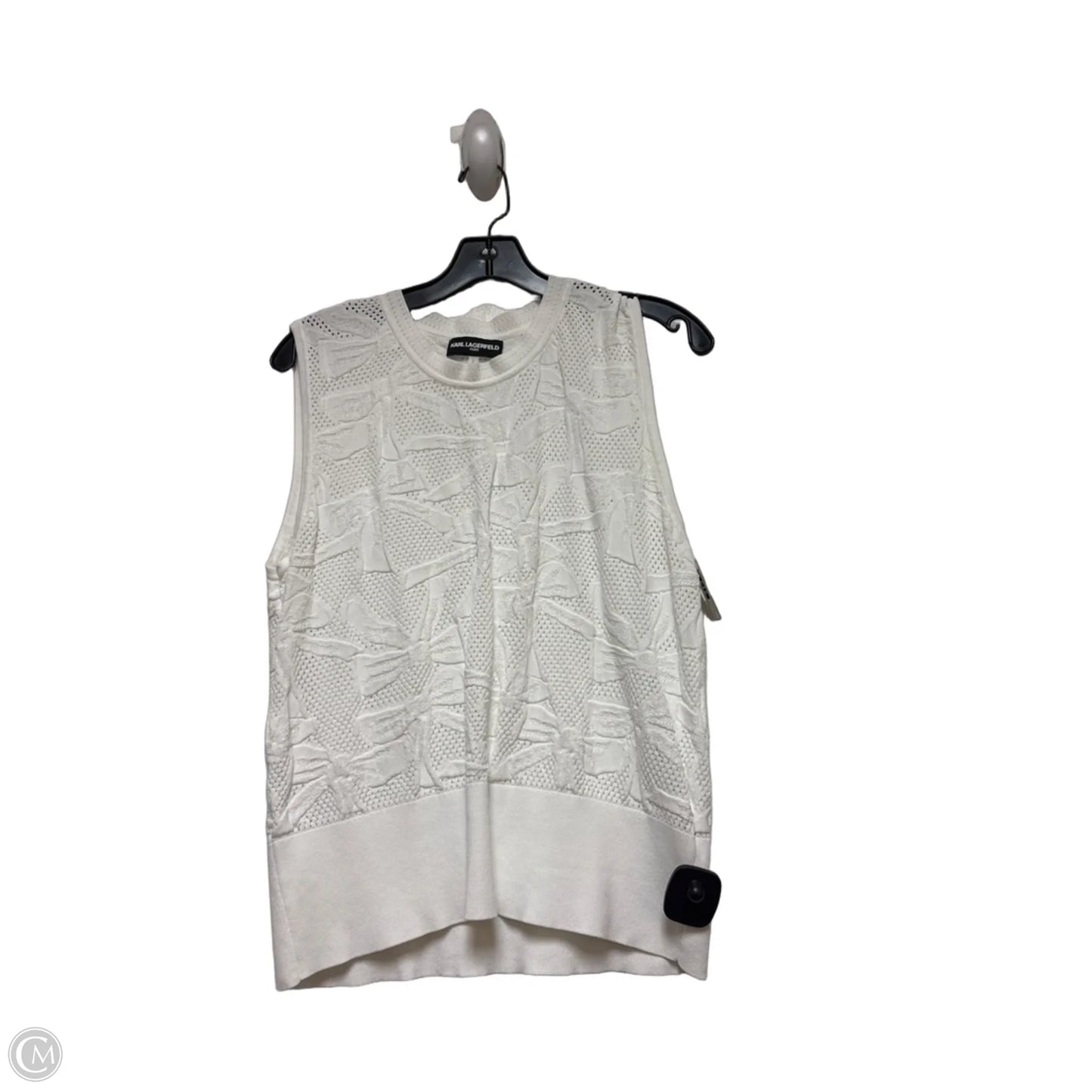Top Sleeveless Designer By Karl Lagerfeld In White, Size: L