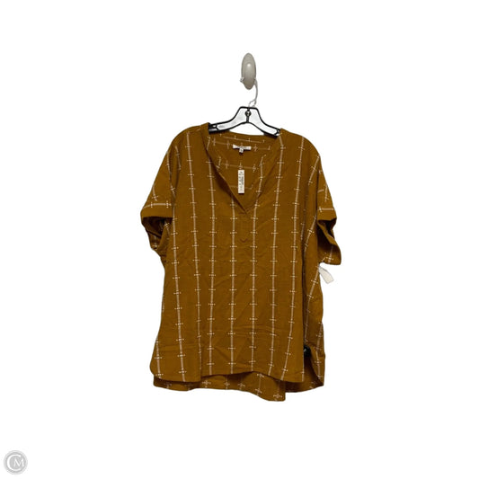 Top Short Sleeve By Madewell In Brown & Cream, Size: 2x
