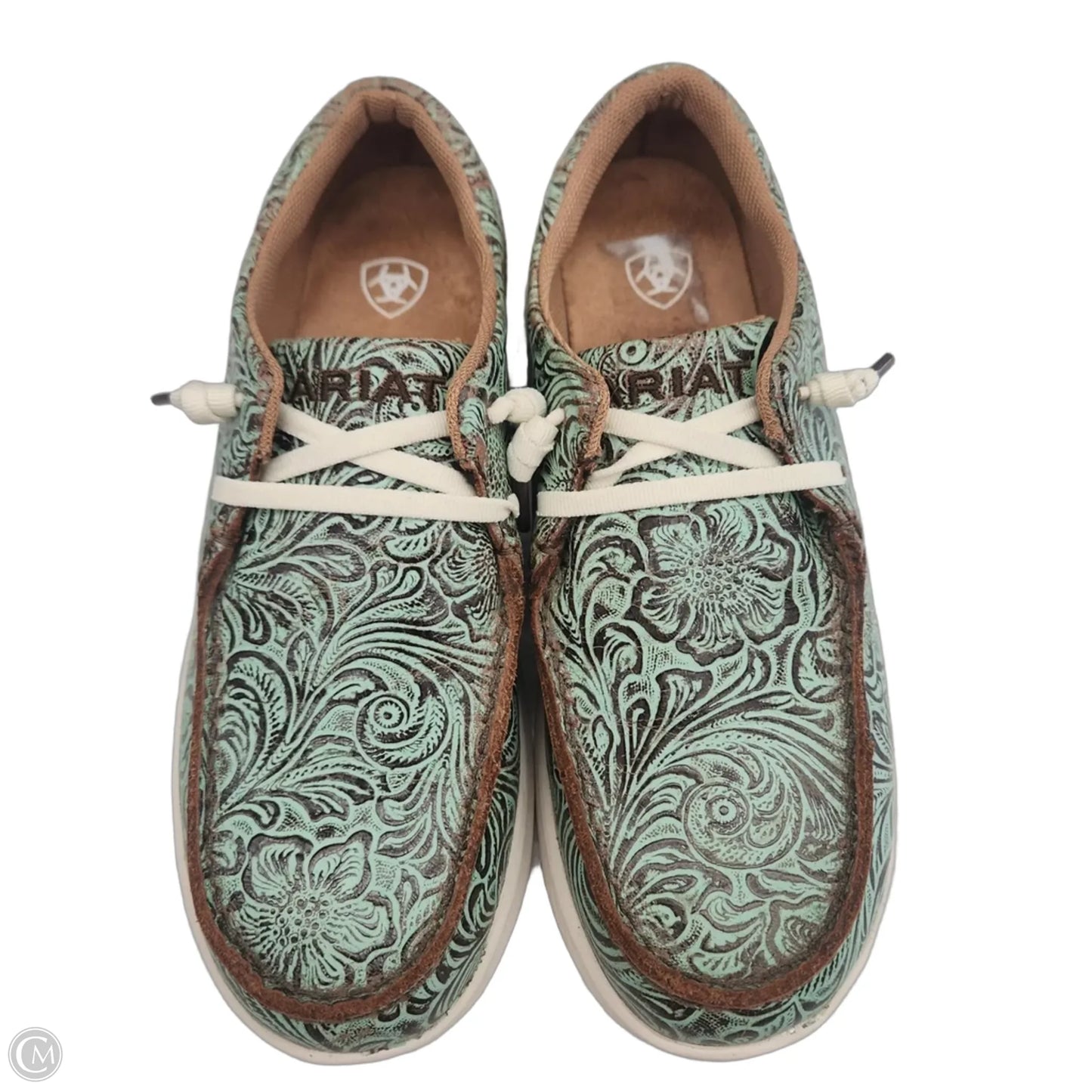 Shoes Flats By Ariat In Brown & Green, Size: 7