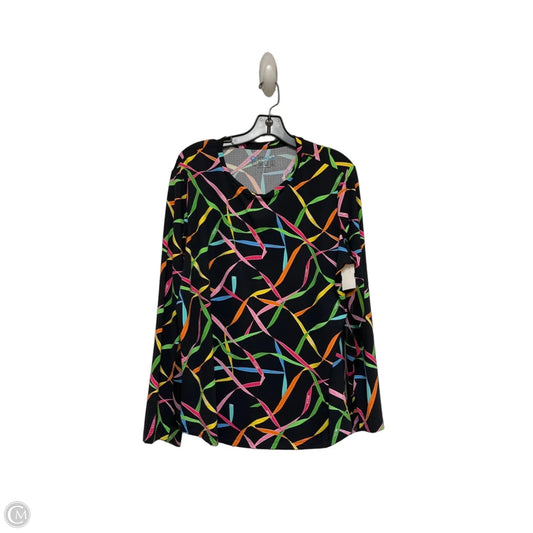Athletic Top Long Sleeve Crewneck By Ibkul In Black & Pink, Size: Xxl