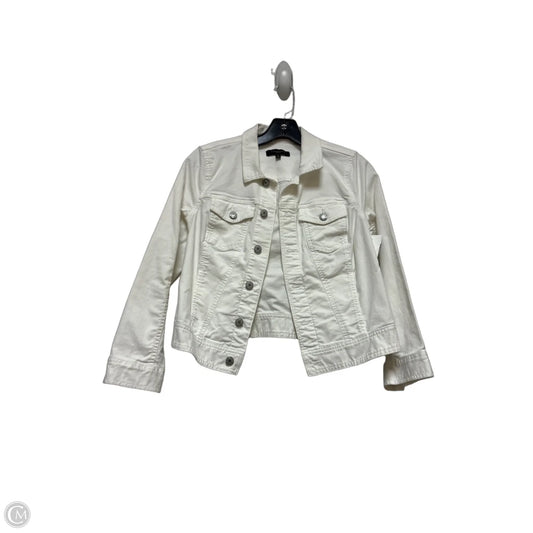 Jacket Denim By Talbots In White Denim, Size: S