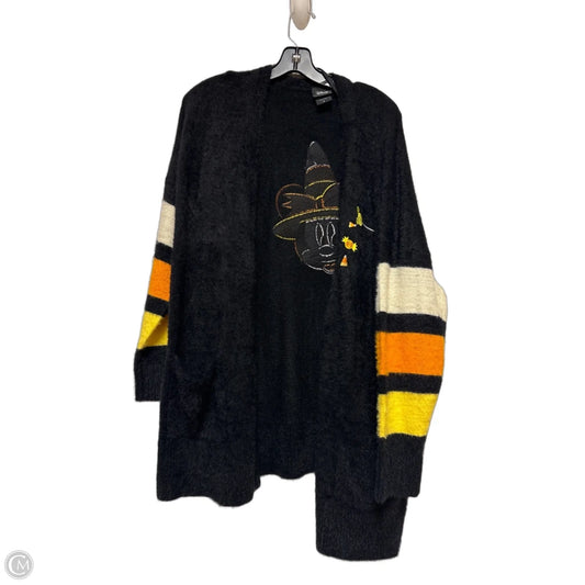 Sweater Cardigan By Disney In Black & Orange, Size: 2x