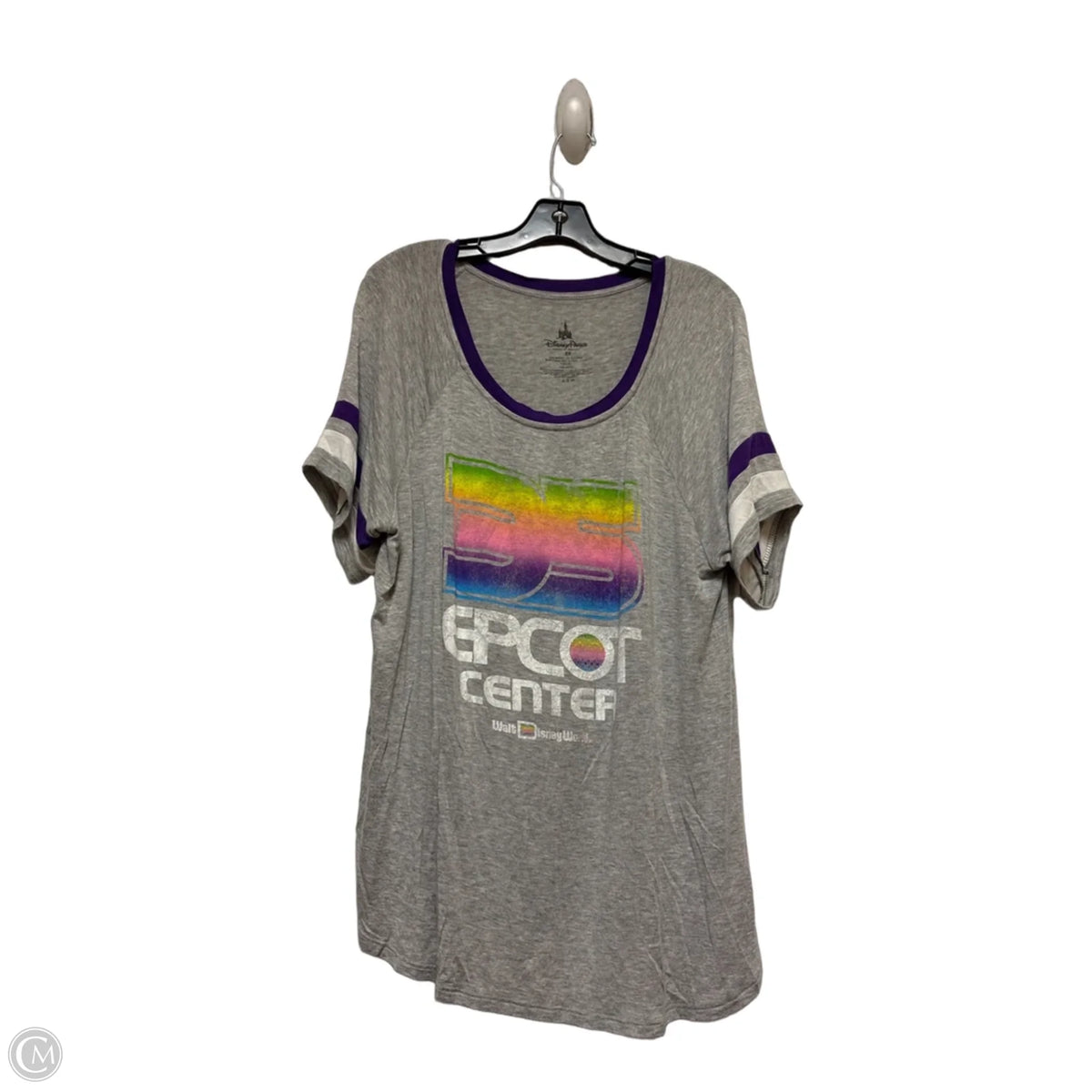 Top Short Sleeve Basic By Disney Store In Grey & Purple, Size: 2x