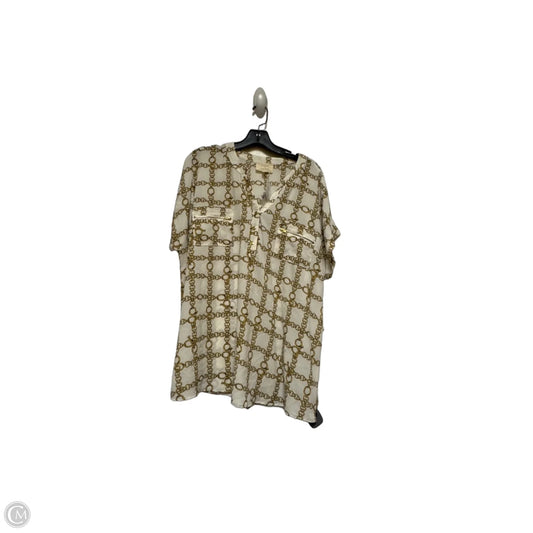 Top Short Sleeve By Flower & Feather In Cream & Yellow, Size: 3x