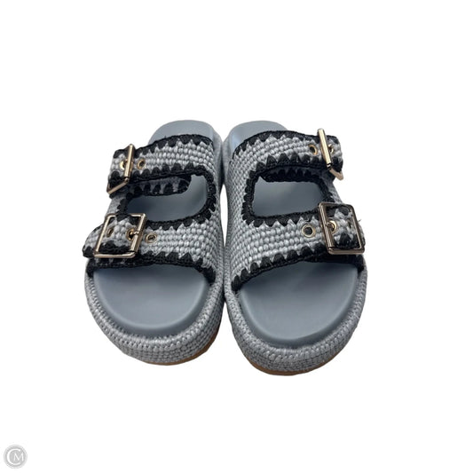 Sandals Heels Platform By Steve Madden In Black & Blue, Size: 9