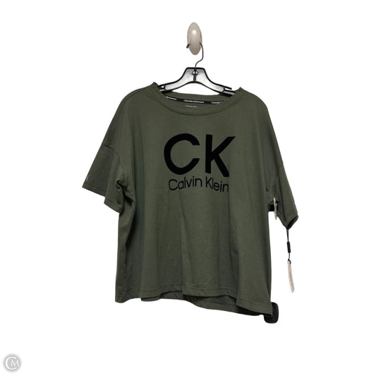 Athletic Top Short Sleeve By Calvin Klein Performance In Black & Green, Size: Xlp