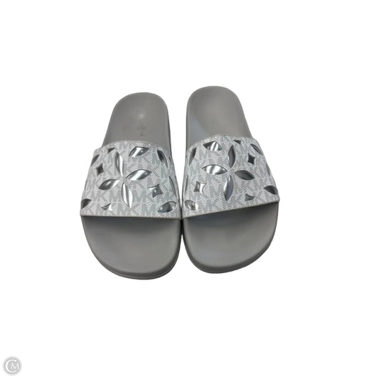 Sandals Flats By Michael By Michael Kors In Silver & White, Size: 9