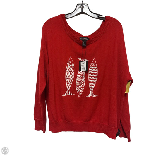 Sweater By Arden B In Red & White, Size: M
