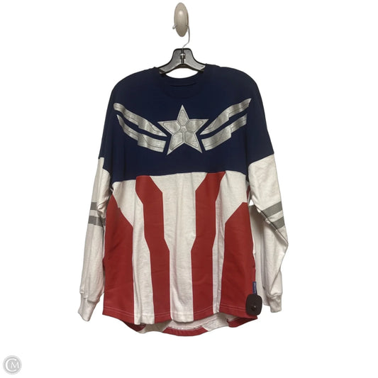 Top Long Sleeve By Disney Store In Blue & Red & White, Size: S