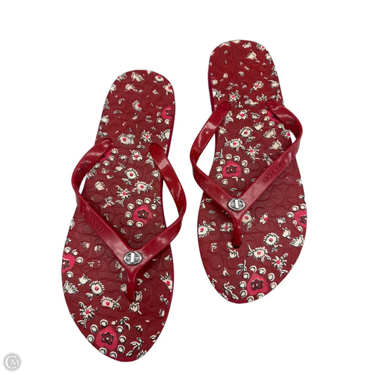 Sandals Designer By Coach In Red, Size: 10