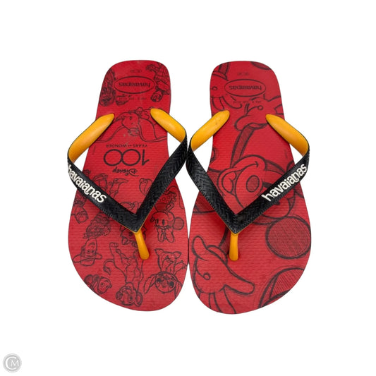 Sandals Flip Flops By Havaianas In Black & Red, Size: 8