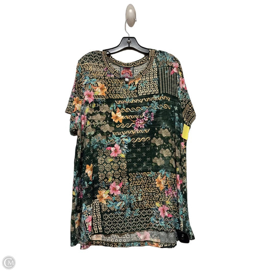 Top Short Sleeve Designer By Johnny Was In Floral Print, Size: Xl