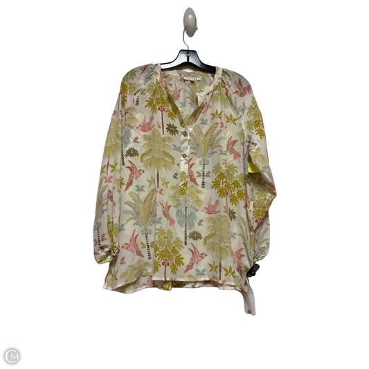 Top Long Sleeve Designer By Spartina In Cream & Green, Size: Xl