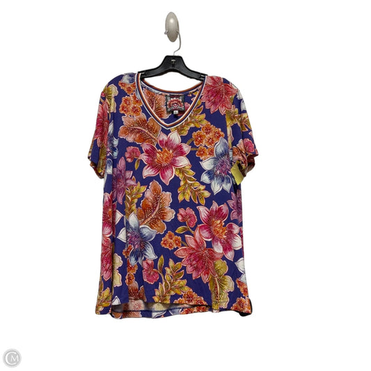Top Short Sleeve Designer By Johnny Was In Floral Print, Size: Xl