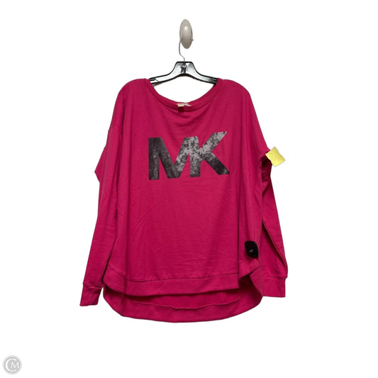 Sweatshirt Crewneck By Michael By Michael Kors In Black & Pink, Size: 2x