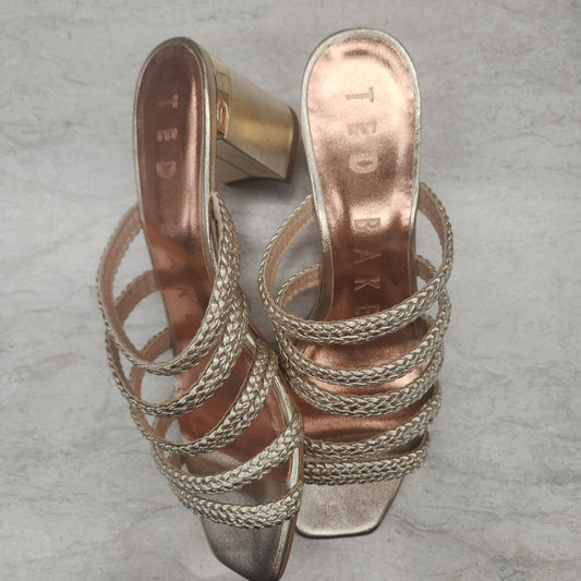 Sandals Heels Block By Ted Baker In Gold, Size: 9.5