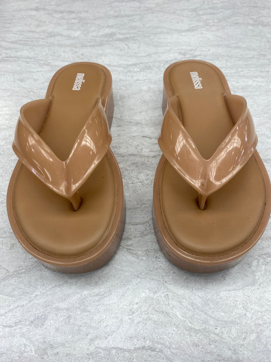 Sandals Heels Platform By Cmb In Tan, Size: 6