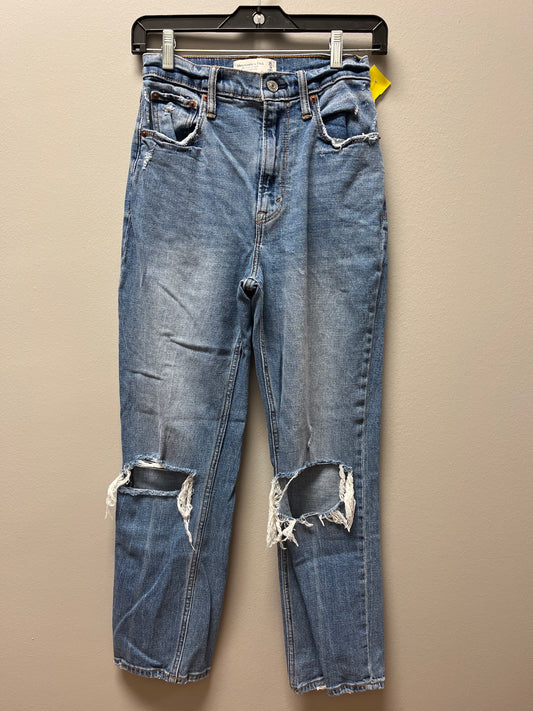 JEANS STRAIGHT ABERCROMBIE AND FITCH in BLUE DENIM, Size: 0