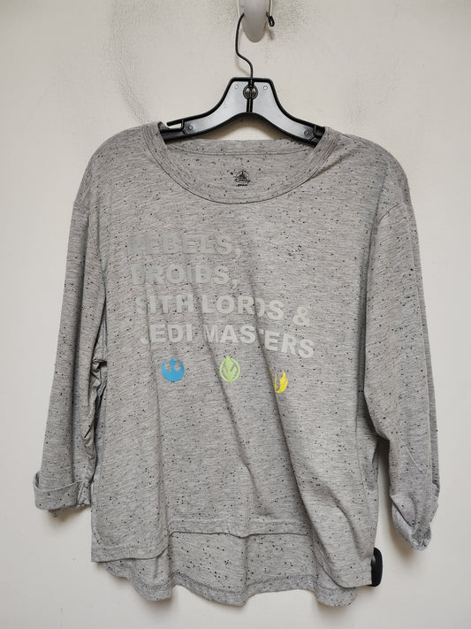 Top Long Sleeve Basic By Walt Disney In Grey, Size: M