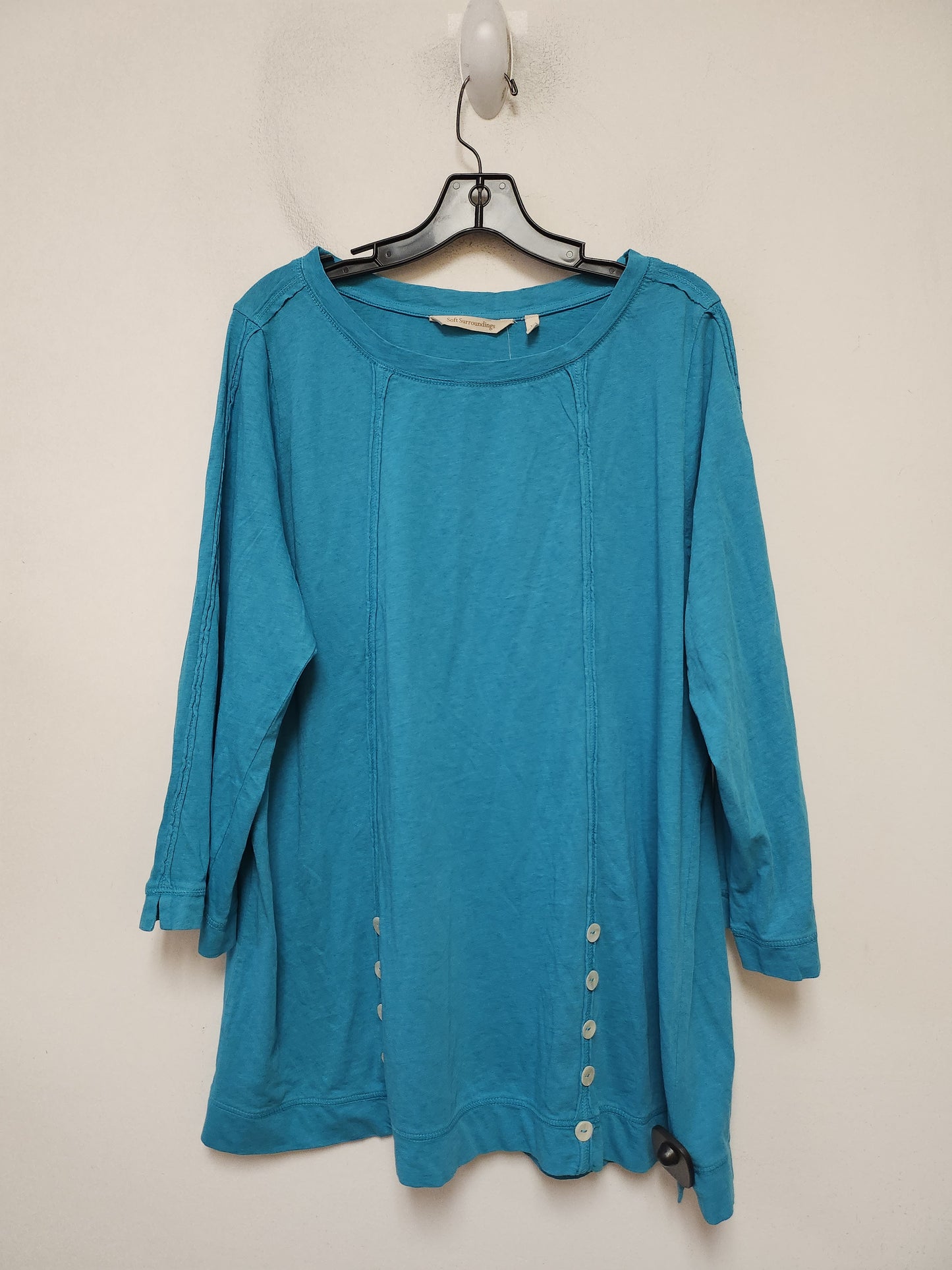 Top Long Sleeve By Soft Surroundings In Aqua, Size: 1x