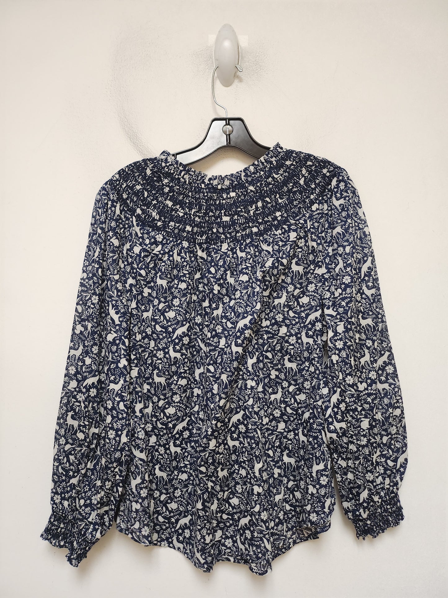 Top Long Sleeve By Ana In Blue & White, Size: M