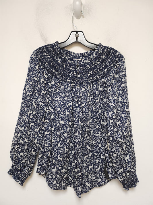 Top Long Sleeve By Ana In Blue & White, Size: M