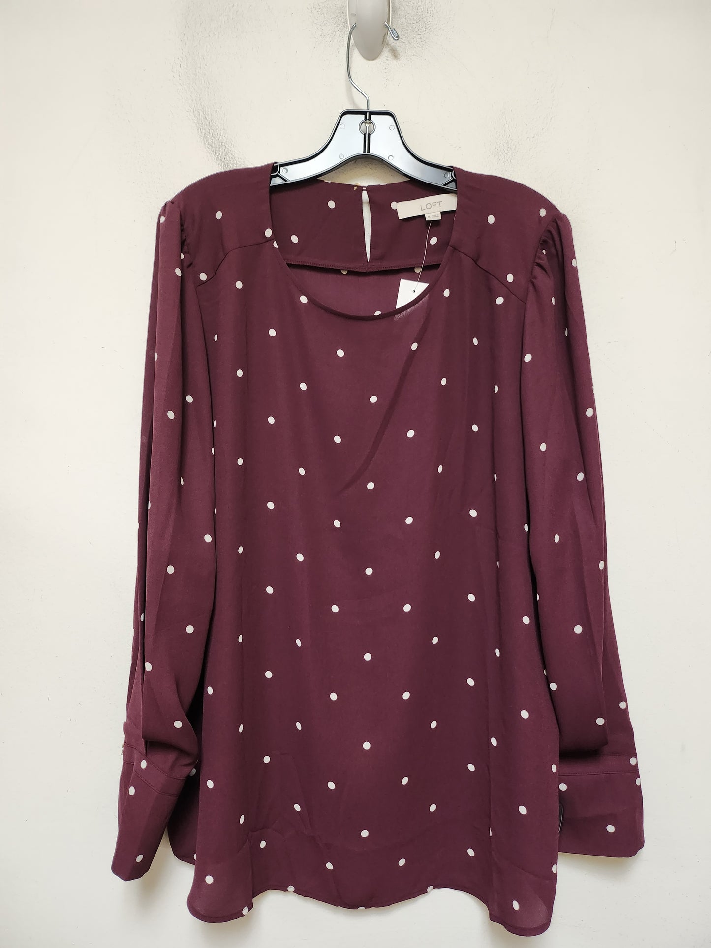 Top Long Sleeve By Loft In Polkadot Pattern, Size: Xl